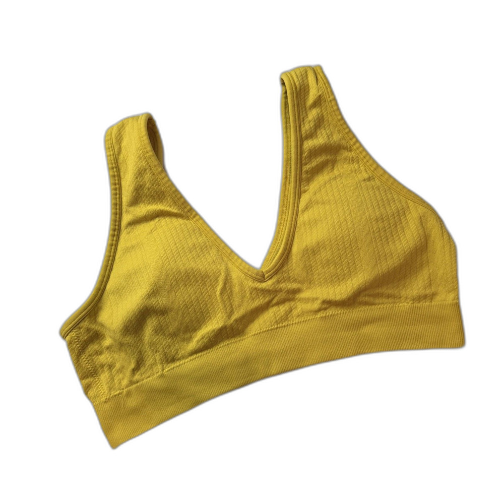 Aerie Seamless Ribbed Sports Bra Lime Yellow Women’s Size Large Light Support